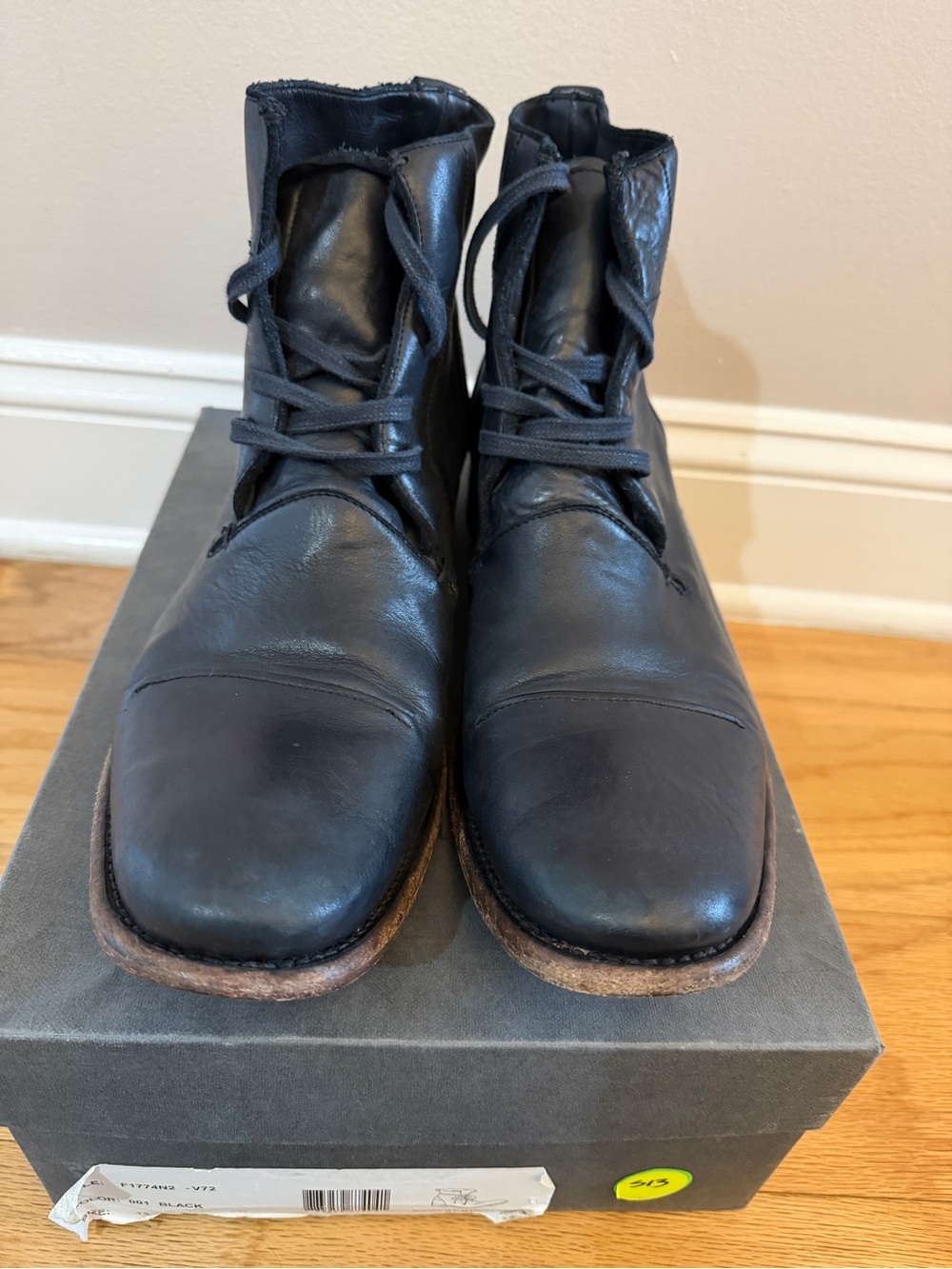 John Varvatos Bowery Gussett Leather Boots Black Mens 13 EU46 Rare